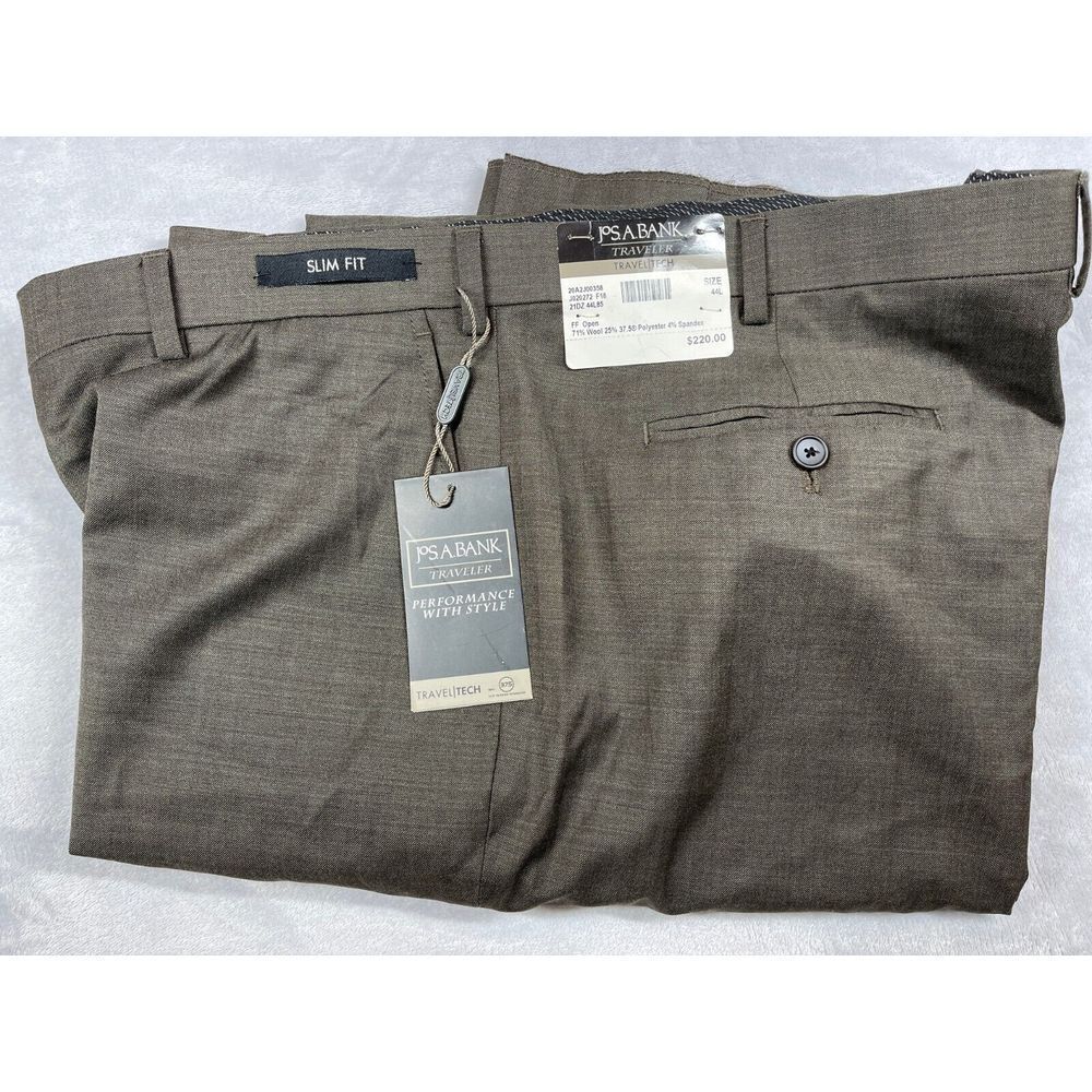 Joseph A Bank Dress Pant Sz 44L Regular Traveler Travel Tech Wool  Unhemmed‎ NWT